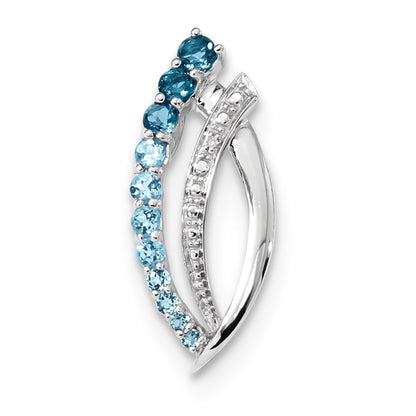 14K White Gold London/Swiss/Sky B.Topaz White Topaz & Real Diamond Pendant