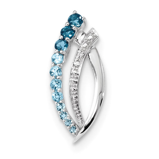14K White Gold London/Swiss/Sky B.Topaz White Topaz & Real Diamond Pendant