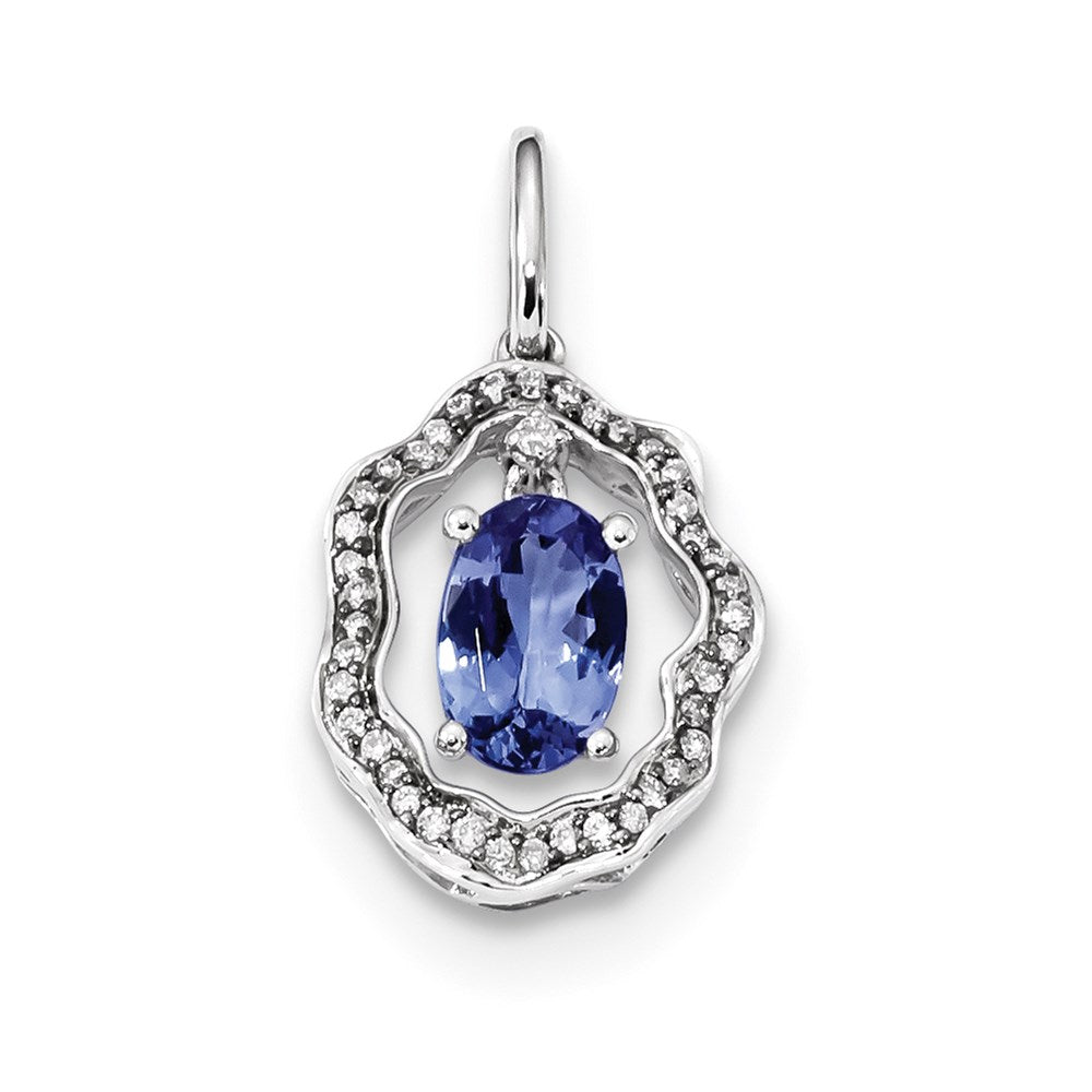 14k White Gold Tanzanite & Diamond Pendant