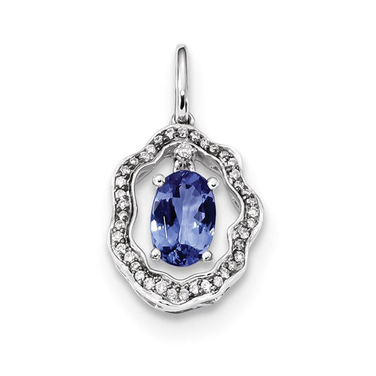 14k White Gold Tanzanite & Diamond Pendant
