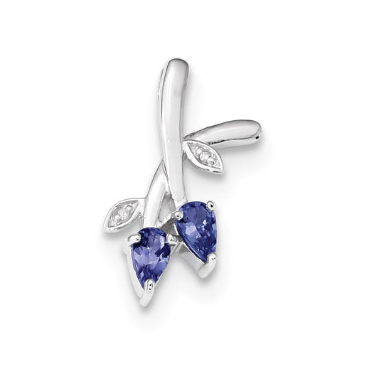 14k White Gold Diamond & Tanzanite Pendant