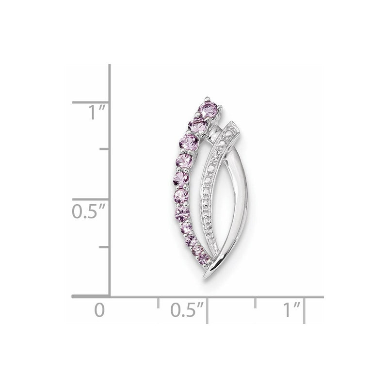 14K White Gold with Pink Sapphire and Diamond Polished Pendant