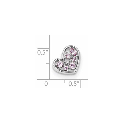 14K White Gold with Pink Sapphire and Diamond Polished Pendant