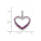 14k White Gold Real Diamond and Pink Sapphire Heart Pendant