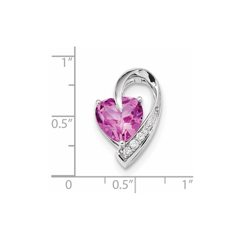 14k White Gold Diamond and Created Pink Sapphire Chain Slide