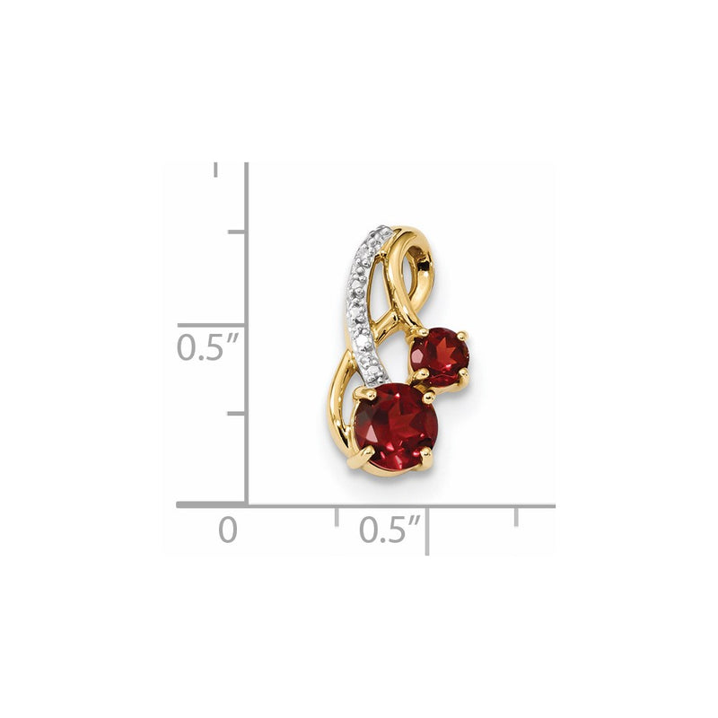 14K Yellow Gold w/ Mozambique Garnet & Real Diamond Polished Pendant