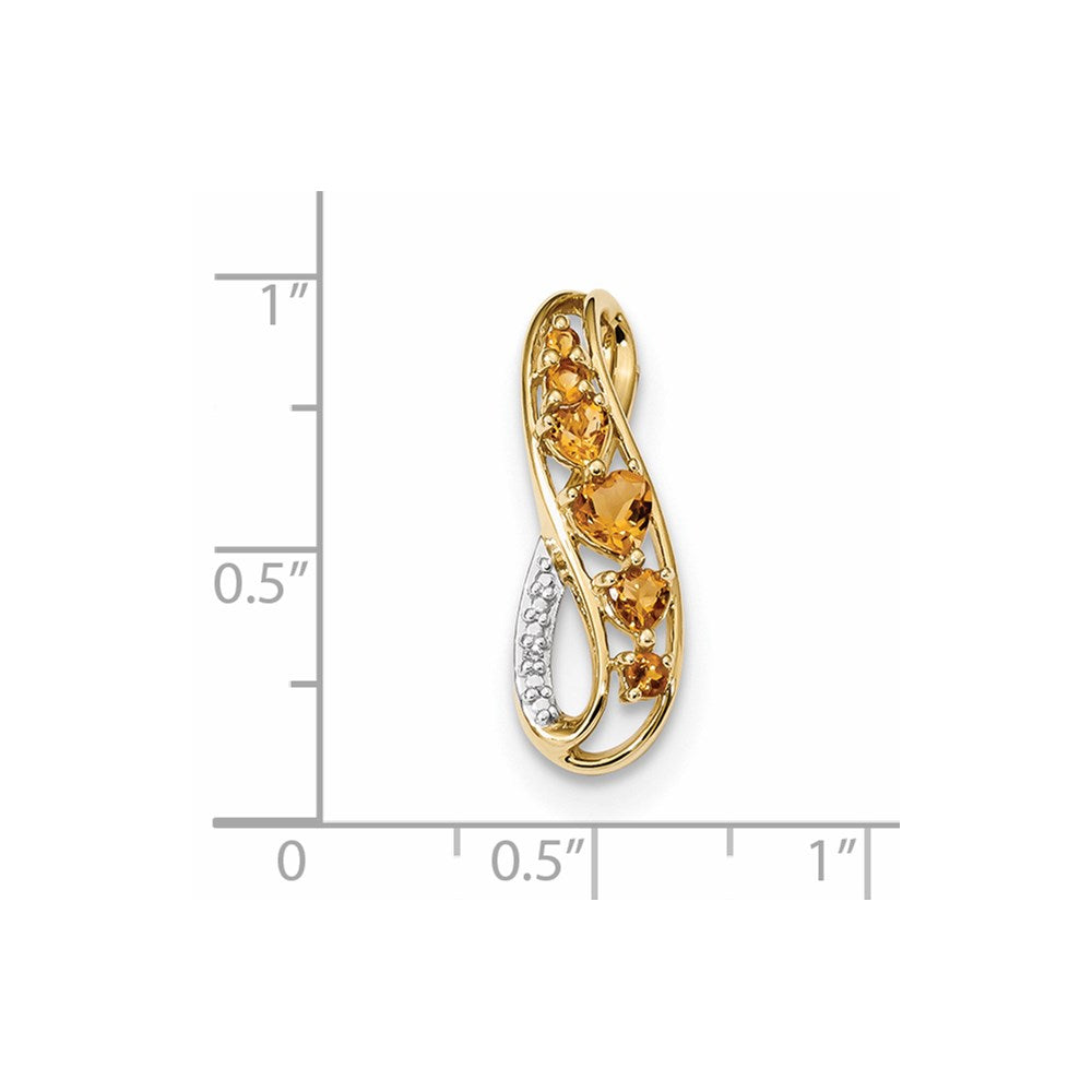 14K Gold with Citrine and Diamond Polished Pendant
