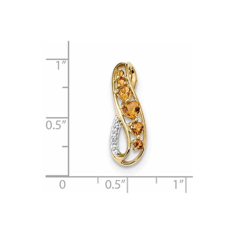 14K Gold with Citrine and Diamond Polished Pendant