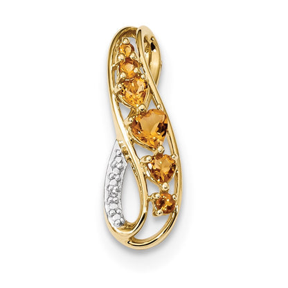 14K Gold with Citrine and Diamond Polished Pendant
