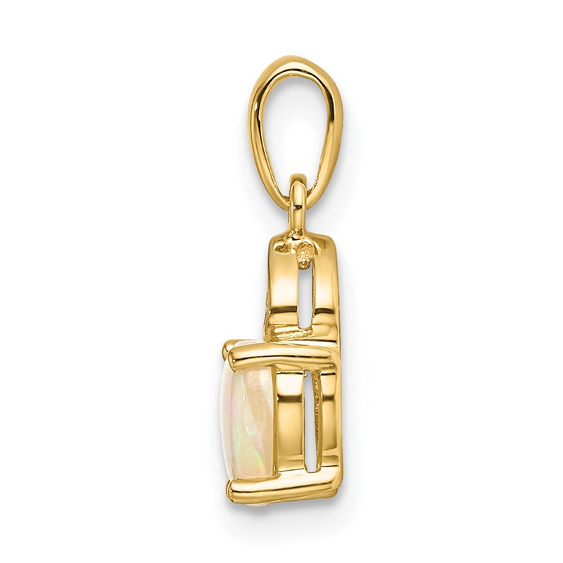 14K Gold with Diamond and Opal Polished Heart Pendant