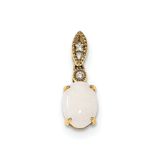 14k Austrian Opal and Diamond Pendant