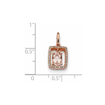 14k Rose Gold with Morganite and Diamond Pendant