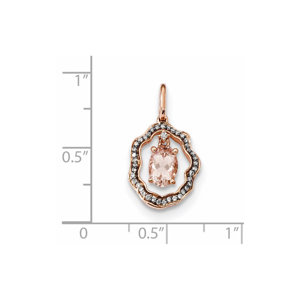 14k Rose Gold with Morganite and Diamond Pendant