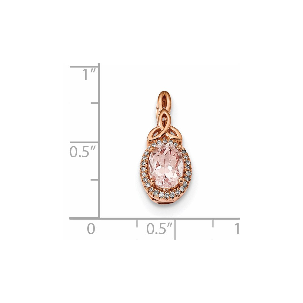 14k Rose Gold w/ Morganite & Real Diamond Pendant