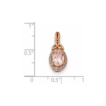 14k Rose Gold w/ Morganite & Real Diamond Pendant
