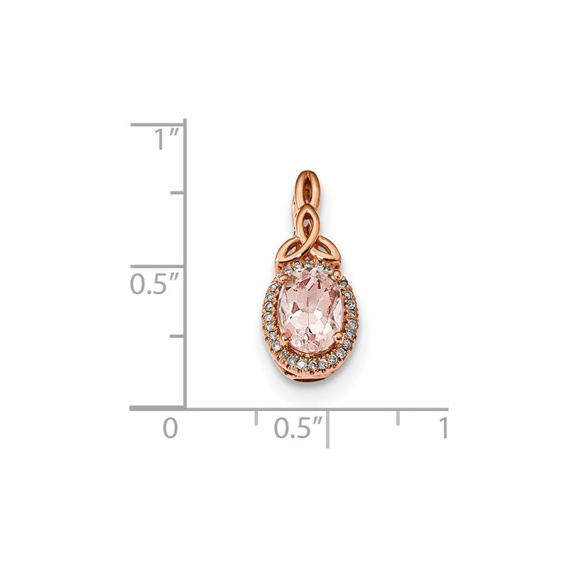14k Rose Gold w/ Morganite & Real Diamond Pendant