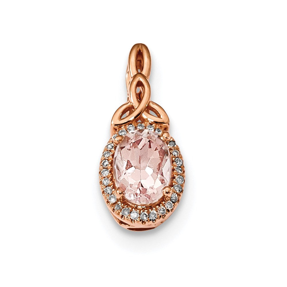 14k Rose Gold w/ Morganite & Real Diamond Pendant