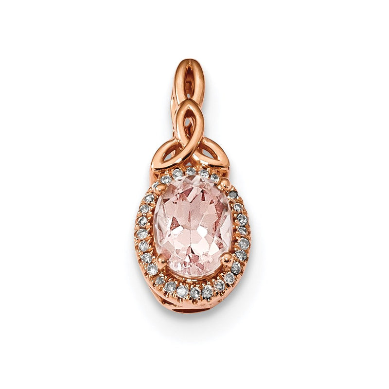 14k Rose Gold w/ Morganite & Real Diamond Pendant