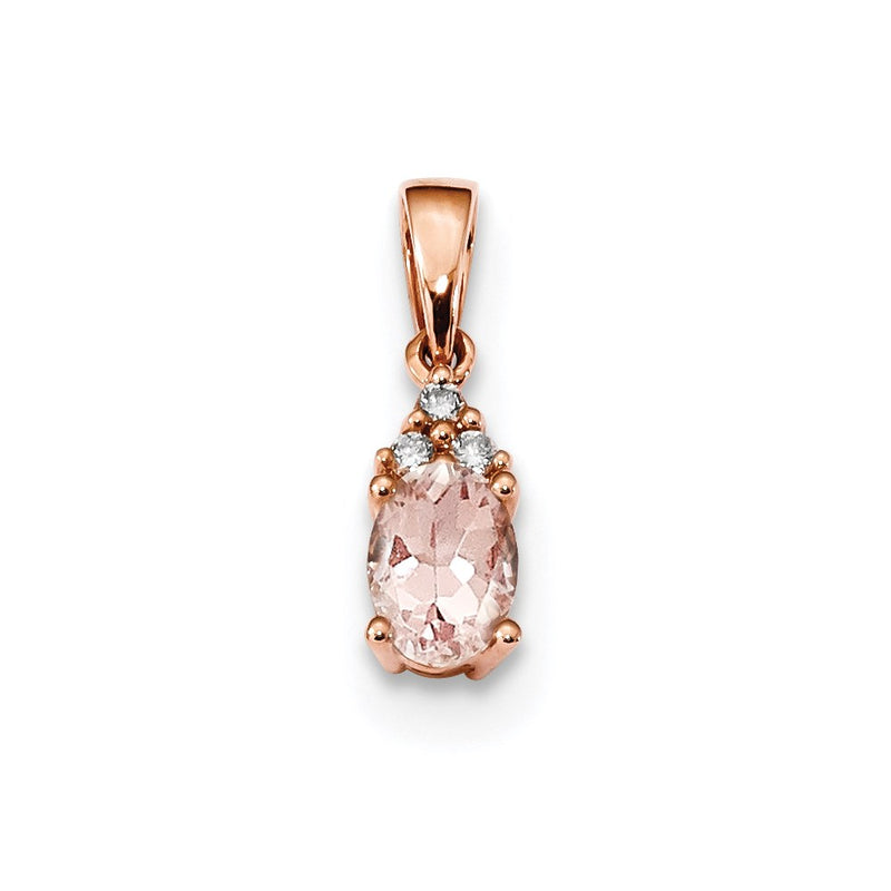 14k Rose Gold with Morganite and Diamond Pendant