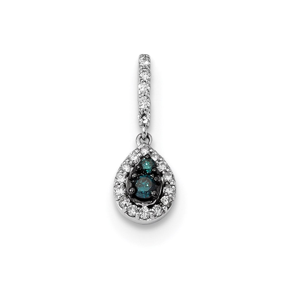 14k White Gold Blue/White Real Diamond Pendant