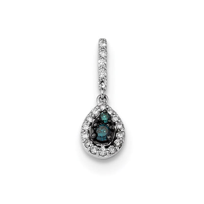 14k White Gold Blue/White Real Diamond Pendant