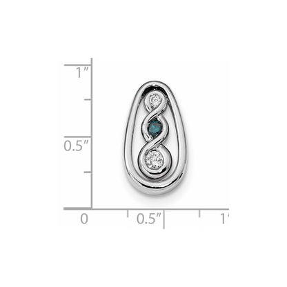 14k White Gold Blue/White Real Diamond Slide Pendant