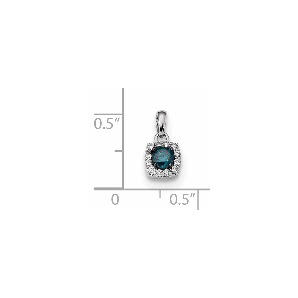 14k White Gold Blue/White Real Diamond Pendant