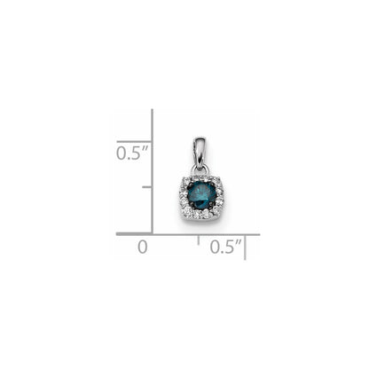 14k White Gold Blue/White Real Diamond Pendant