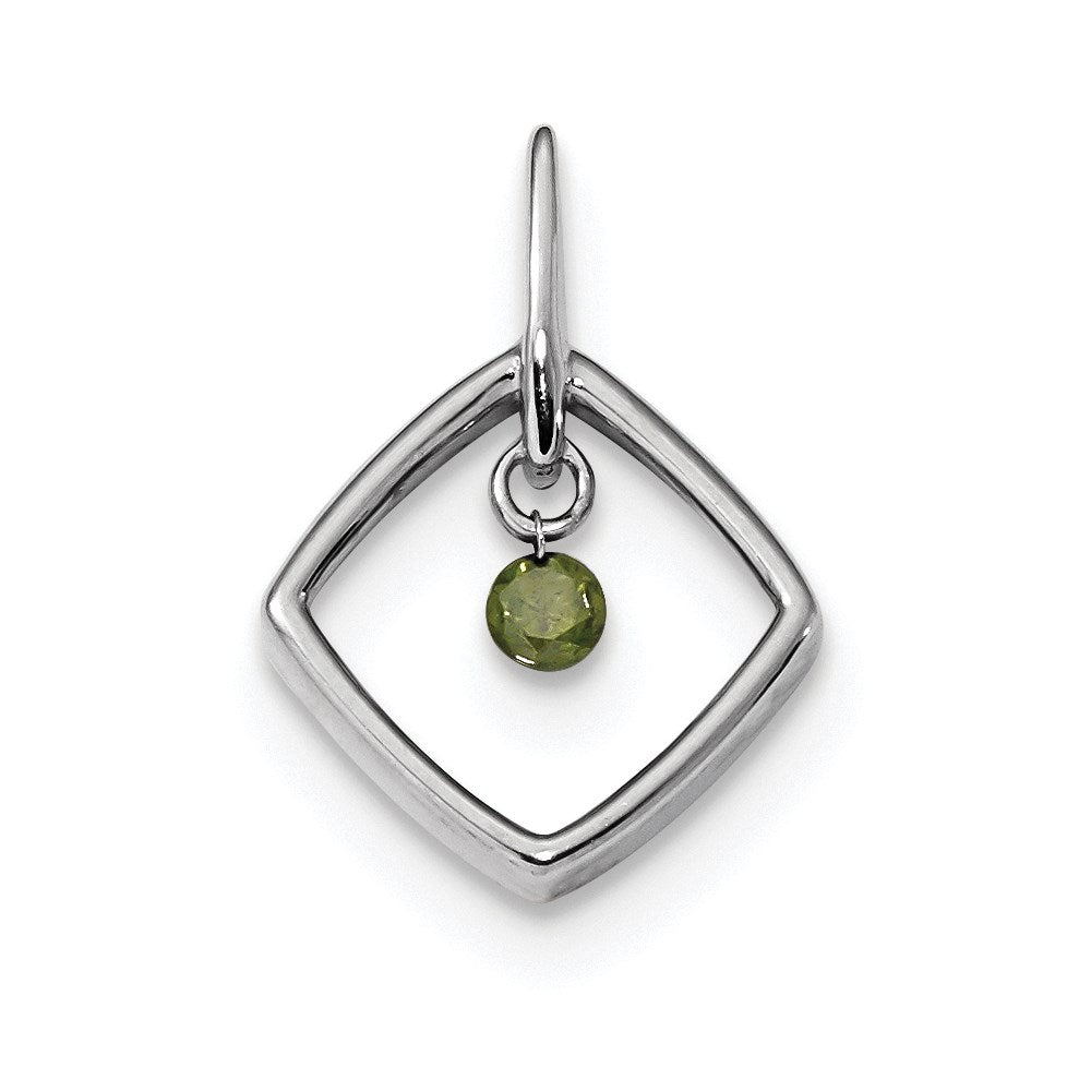 14k White Gold Green Diamond Pendant