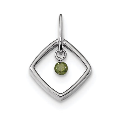 14k White Gold Green Diamond Pendant