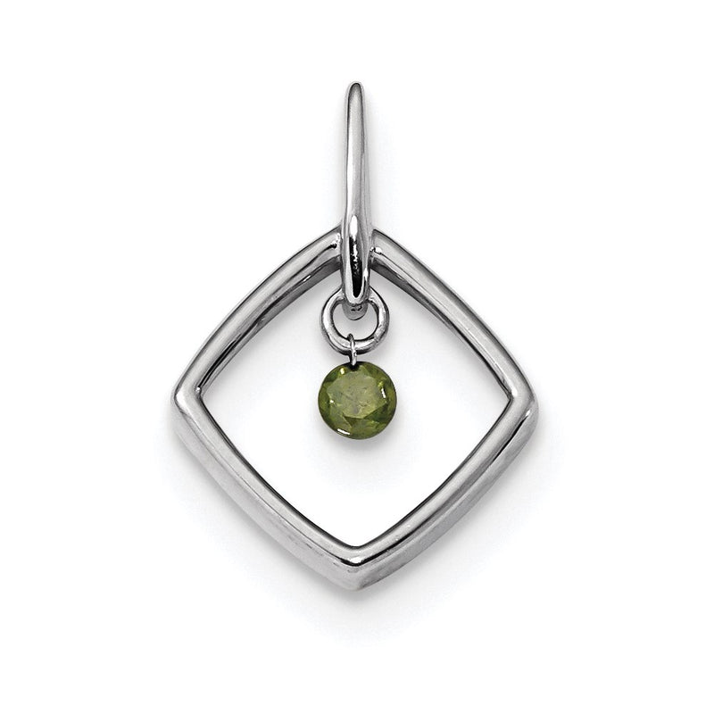 14k White Gold Green Diamond Pendant