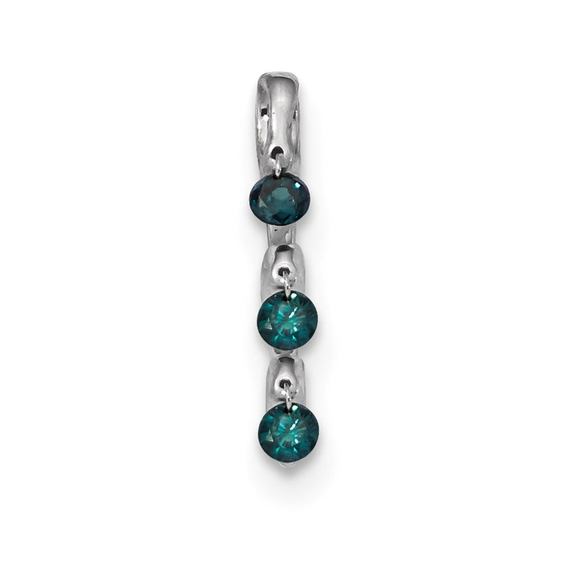 14k White Gold Blue Diamond Slide Pendant
