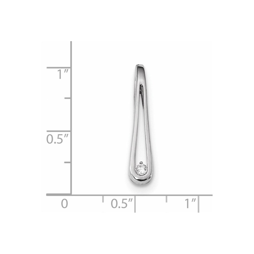 14k White Gold Real Diamond Slide Pendant