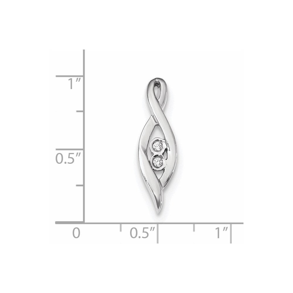 14k White Gold Real Diamond Slide Pendant