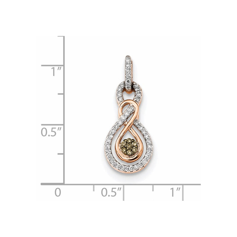 14k Rose Gold Champagne & White Real Diamond Pendant