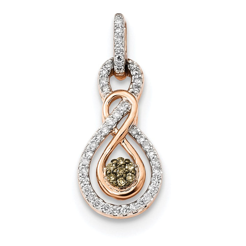 14k Rose Gold Champagne & White Real Diamond Pendant