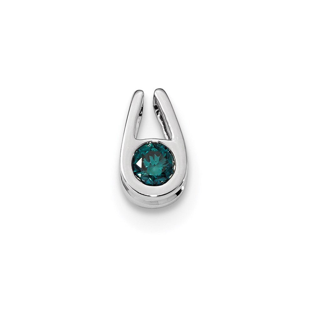 14k White Gold Blue Diamond Pendant