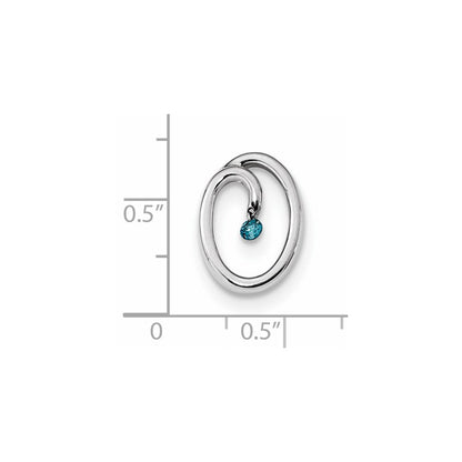 14k White Gold Blue Diamond Slide Pendant