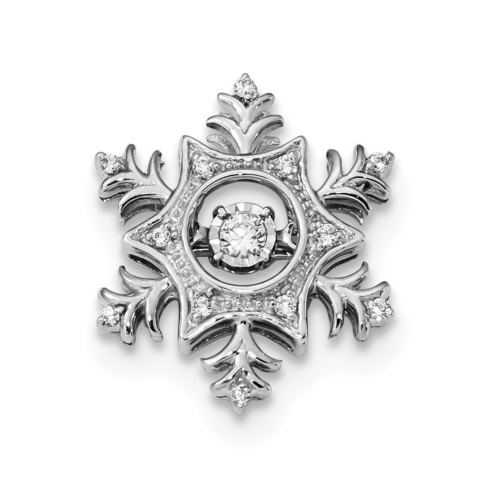 14k White Gold Vibrant Diamond Snowflake Pendant