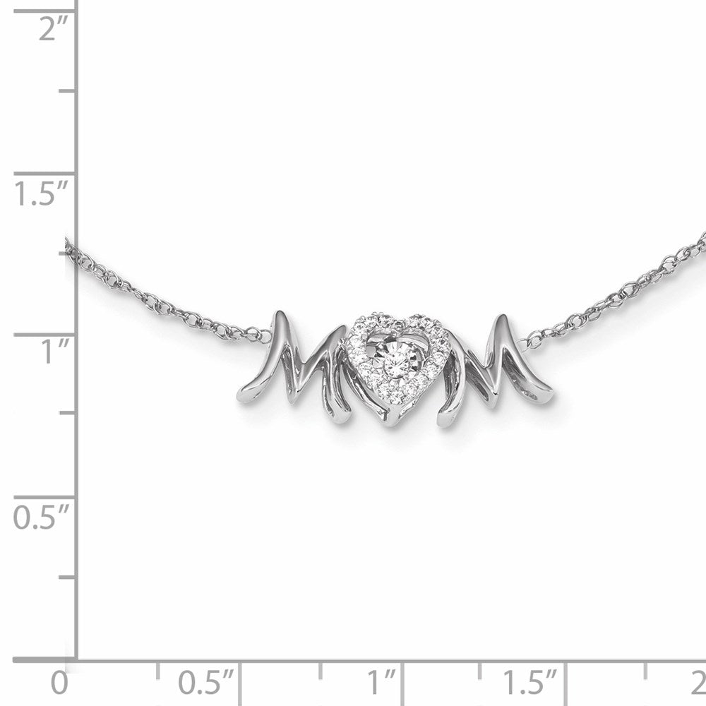 14k White Gold MOM Vibrant Real Diamond 18in Necklace