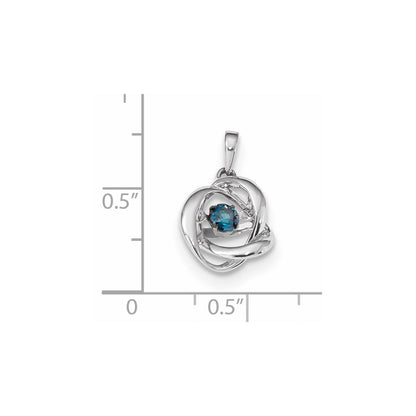 14k White Gold Vibrant Blue Diamond Pendant