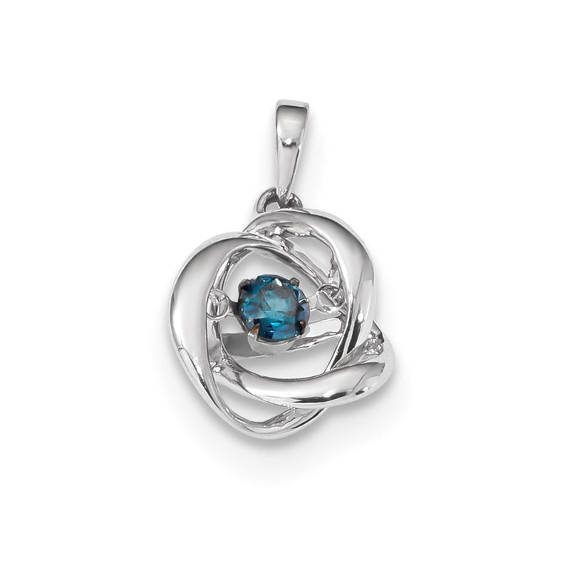 14k White Gold Vibrant Blue Diamond Pendant