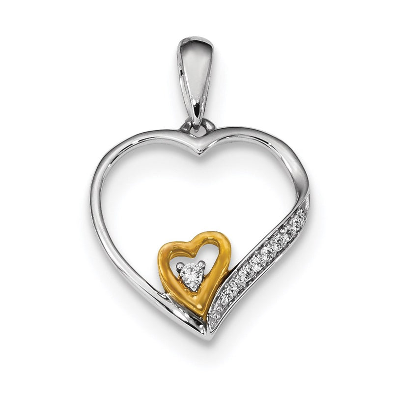 14k White/Yellow Gold Real Diamond Pendant