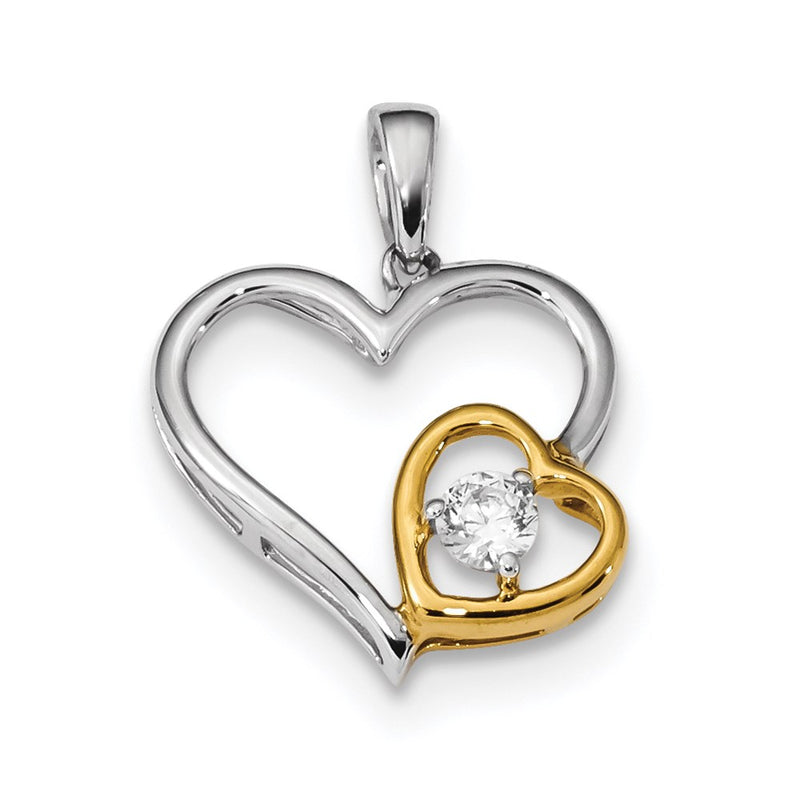 14k White/Yellow Gold Real Diamond Pendant