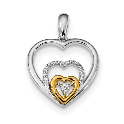 14k Two-tone Gold White/Yellow Gold Diamond Pendant