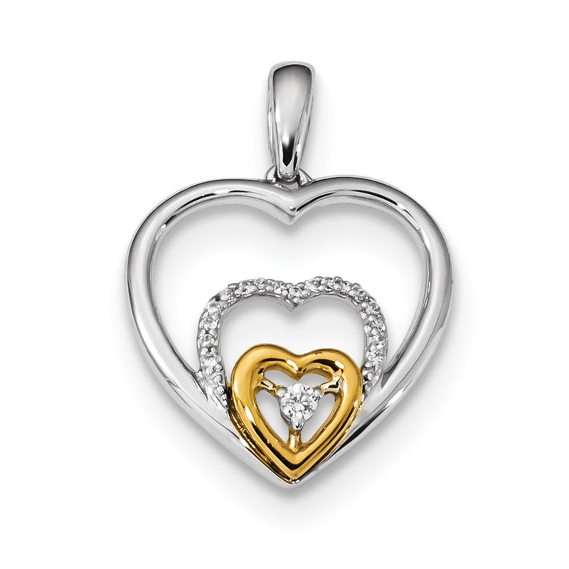 14k Two-tone Gold White/Yellow Gold Diamond Pendant