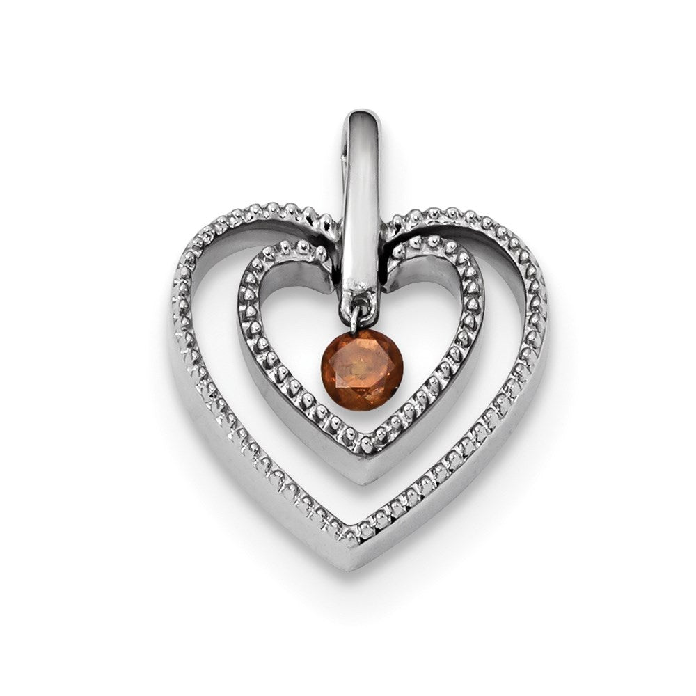 14k White Gold Red Diamond Pendant