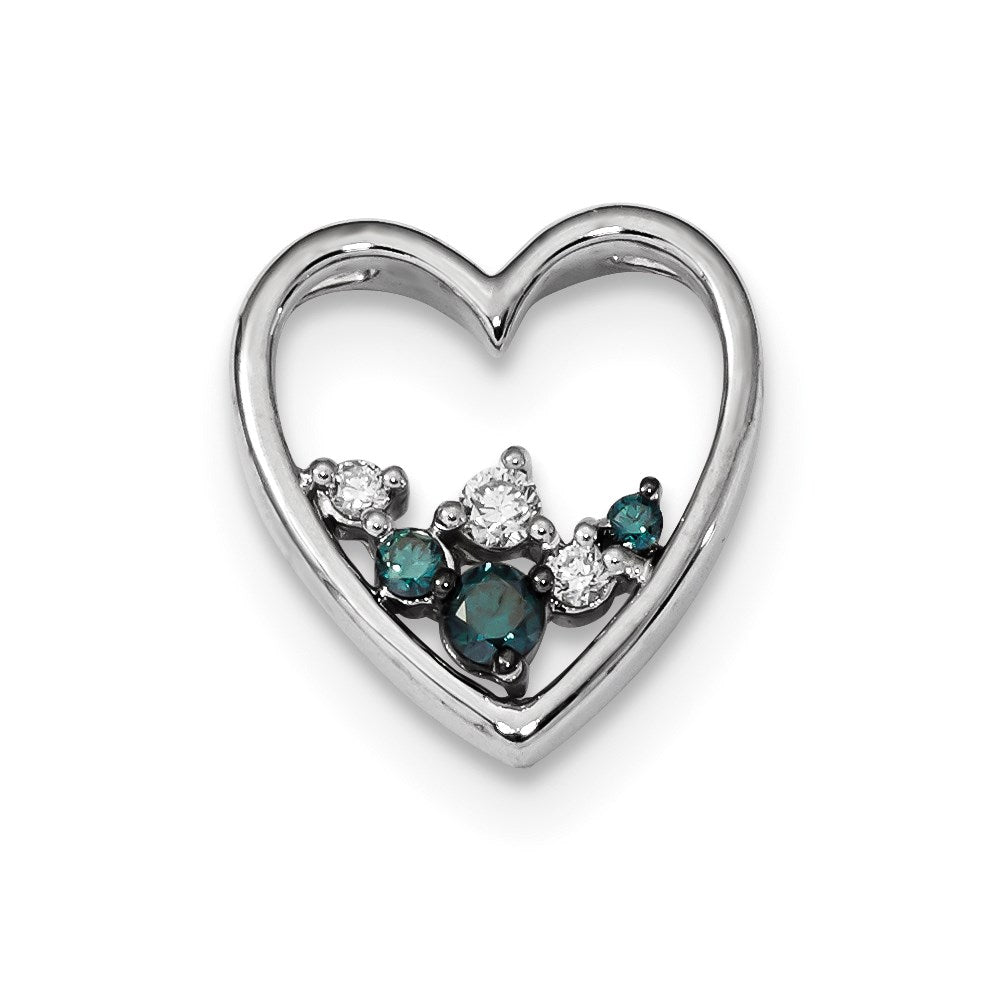 14k White Gold Blue/White Real Diamond Chain Slide