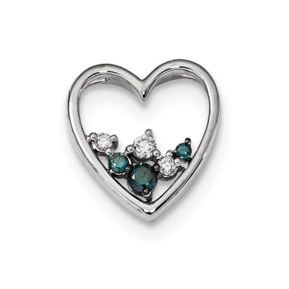 14k White Gold Blue/White Real Diamond Chain Slide
