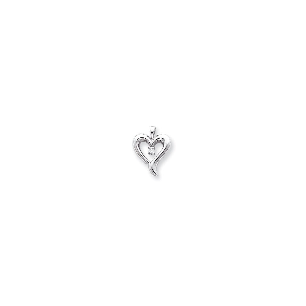 14k White Gold AAA Diamond heart pendant